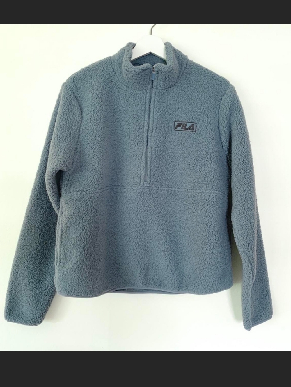 Fila Women's Blue Sherpa Teddy Half Zip Sweatshirt SZ Large NEW
